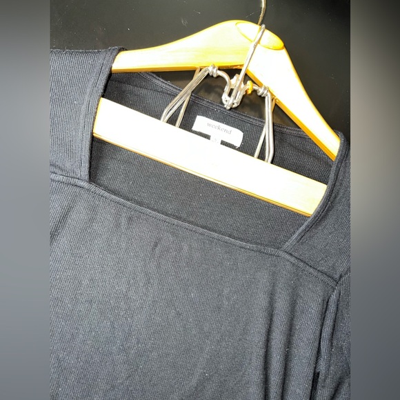 Weekend LA Black Janice Square Neck Skinny Ribbed Stretchy Top Size Small EUC - Picture 5 of 7